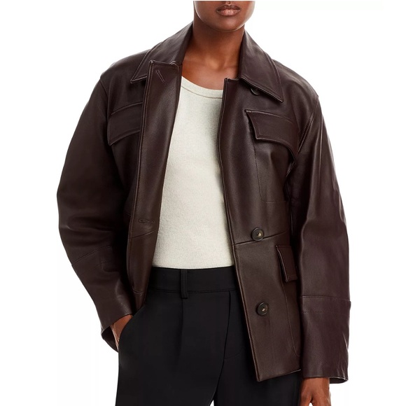 Vince 100% Lamb Leather Safari Jacket in Brown, Size M New w/Tag Retail $1495 - Picture 16 of 16